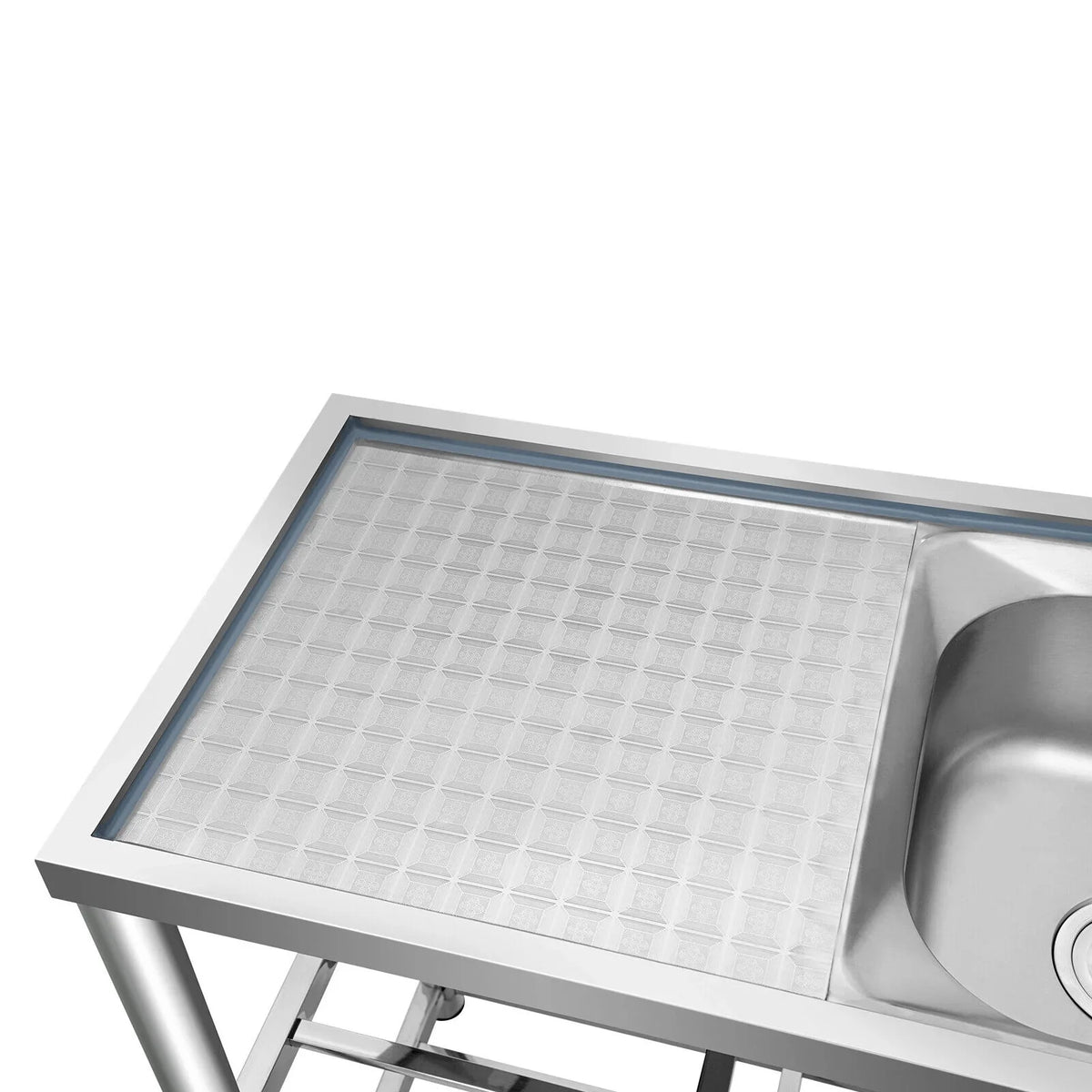 w/ Utility Table Steel Kitchen Table 2 Bowls Prep Sink Bowl Kitchen 2 Bowls Catering Stainless Bowl Catering Kitchen Home Commercial Drainboard Sink +Shelf Catering Prep Prep Sink 304 w/Faucet
