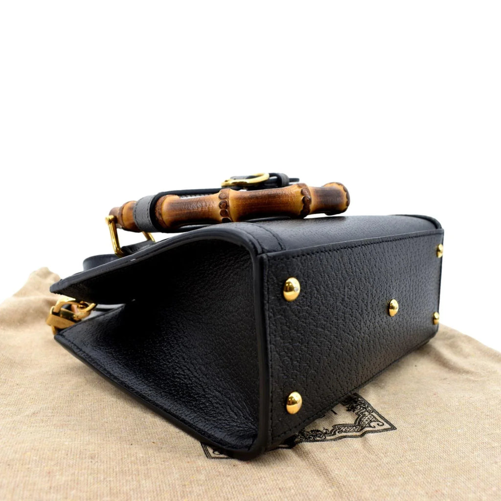 Mini 702732 GUCCI Bamboo Diana Pre-owned Tote Black Leather Bag