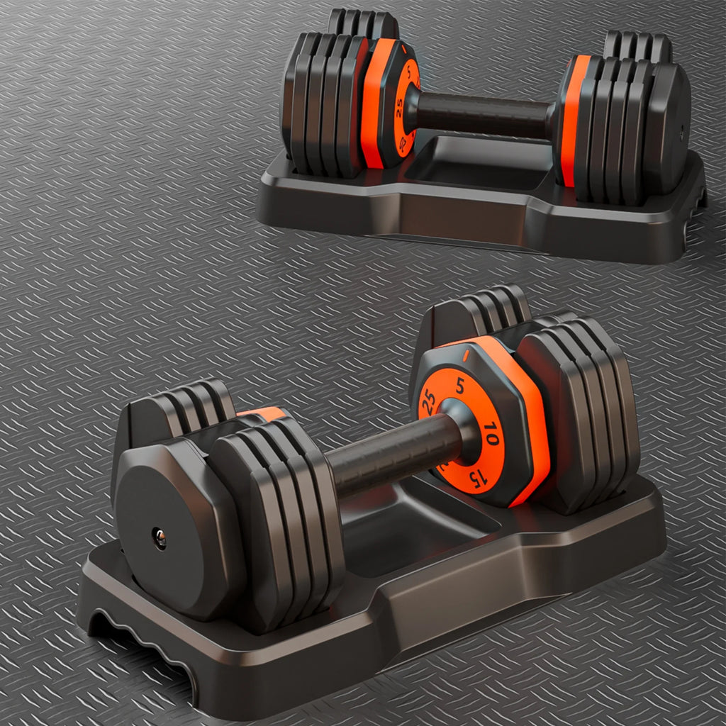 Home Dumbbell Full 5-in-1 Set Handle 25lbs Gym Body Anti-Slip for Adjustable Workouts - Metal
