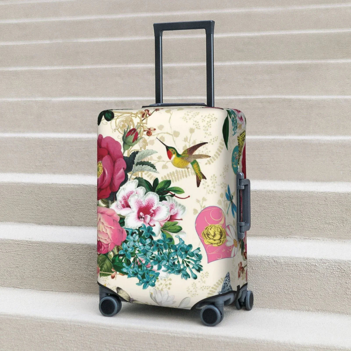 Easygdp inch Protective Rose Cover Luggage Butterfly with Elastic Print Zipper Suitcase 18-32 -Medium and Washable Bird Fits Hidden