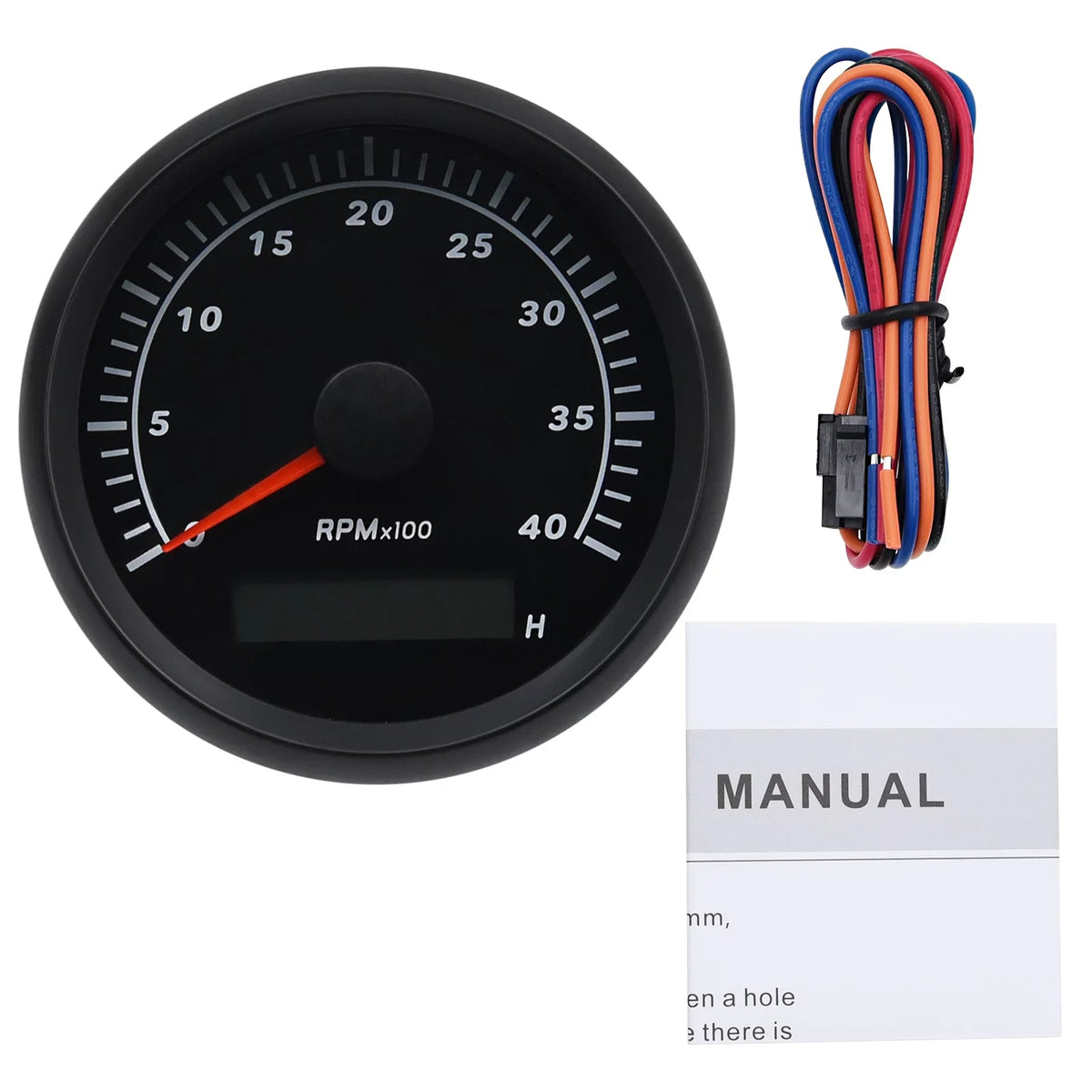 for Gauge Tachometer Geloo 85mm Meter Hour RV 0-4000RPM Boat Tachometer Marine Truck Car Waterproof